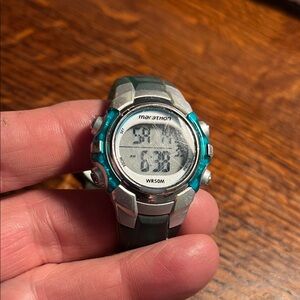 Digital Sports Watch - Teal and Silver